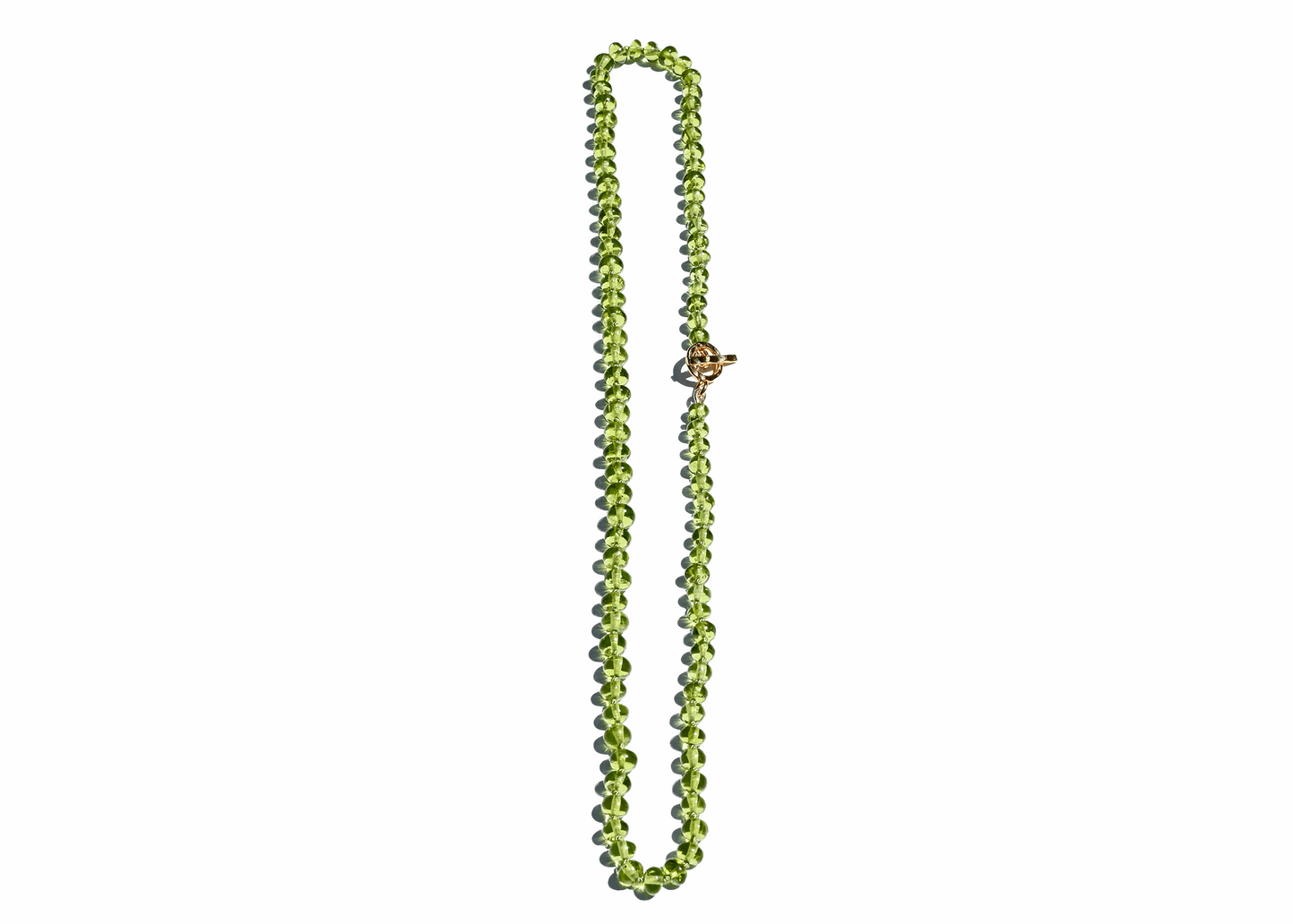 Peridot Beaded Necklace Hand Knotted on Silk