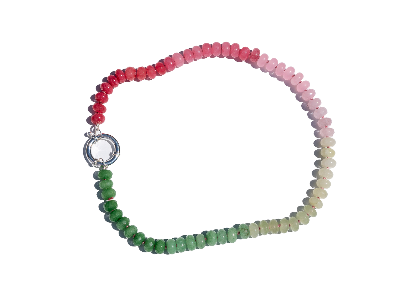 Watermelon Hand Knotted Gemstone Bead Necklace