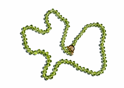 Peridot Beaded Necklace Hand Knotted on Silk