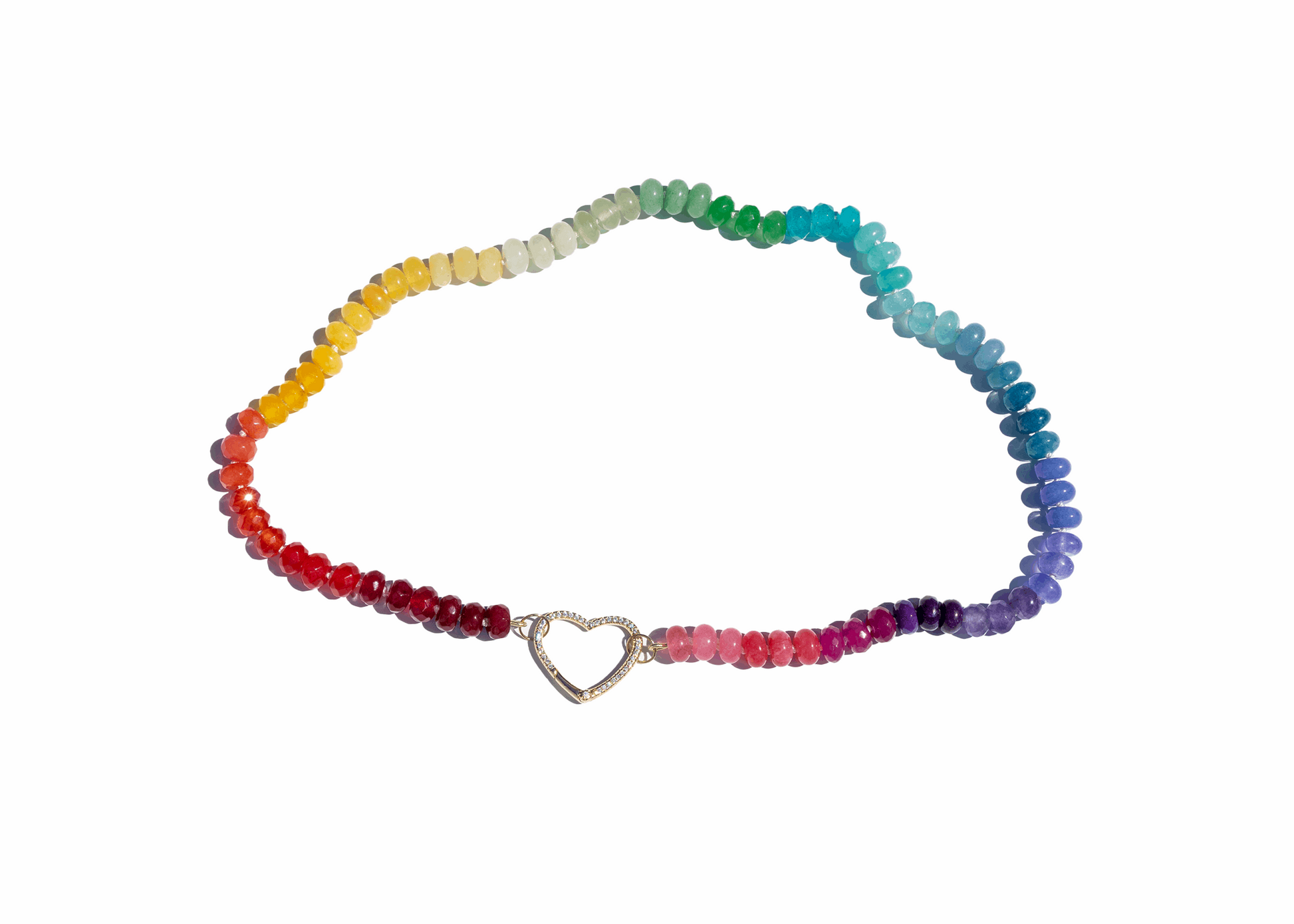 Rainbow Pride Hand Knotted Candy Necklace with Gold Filled Pave Enhancer/Lock