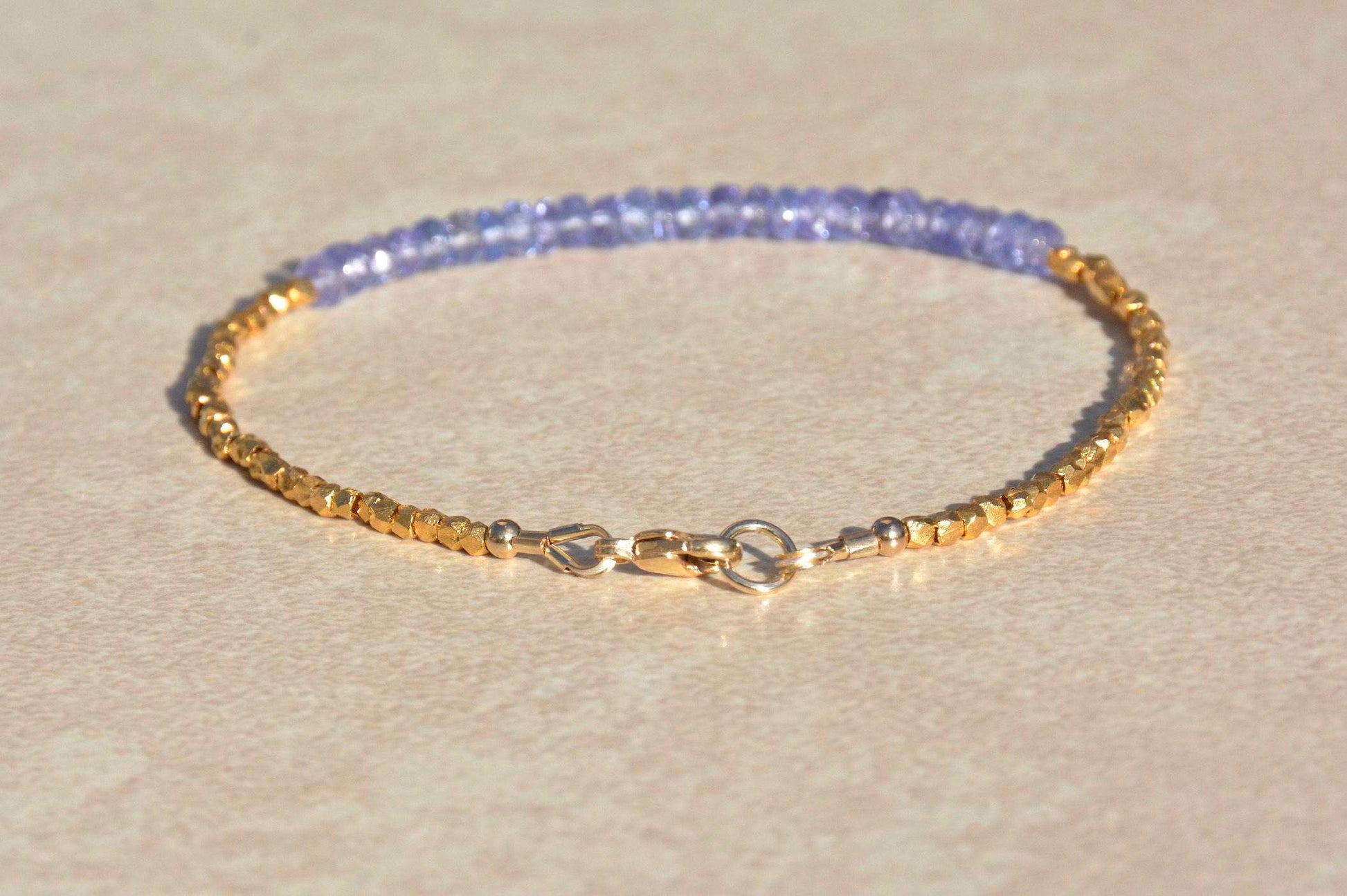 Tanzanite Bracelet with Gold Vermeil Beads