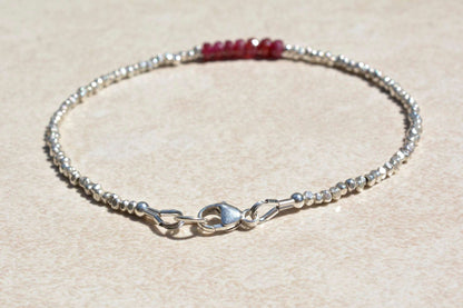 Ruby & Karen Hill Silver Beaded Bracelet - July Birthstone