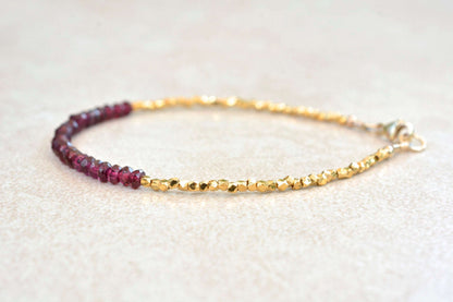 Beaded Garnet Gold Gemstone Bracelet