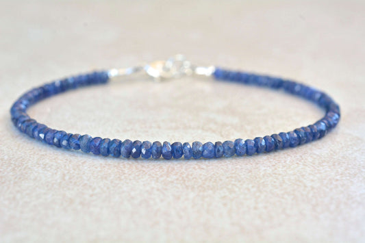 September Birthstone Sapphire Beaded Bracelet