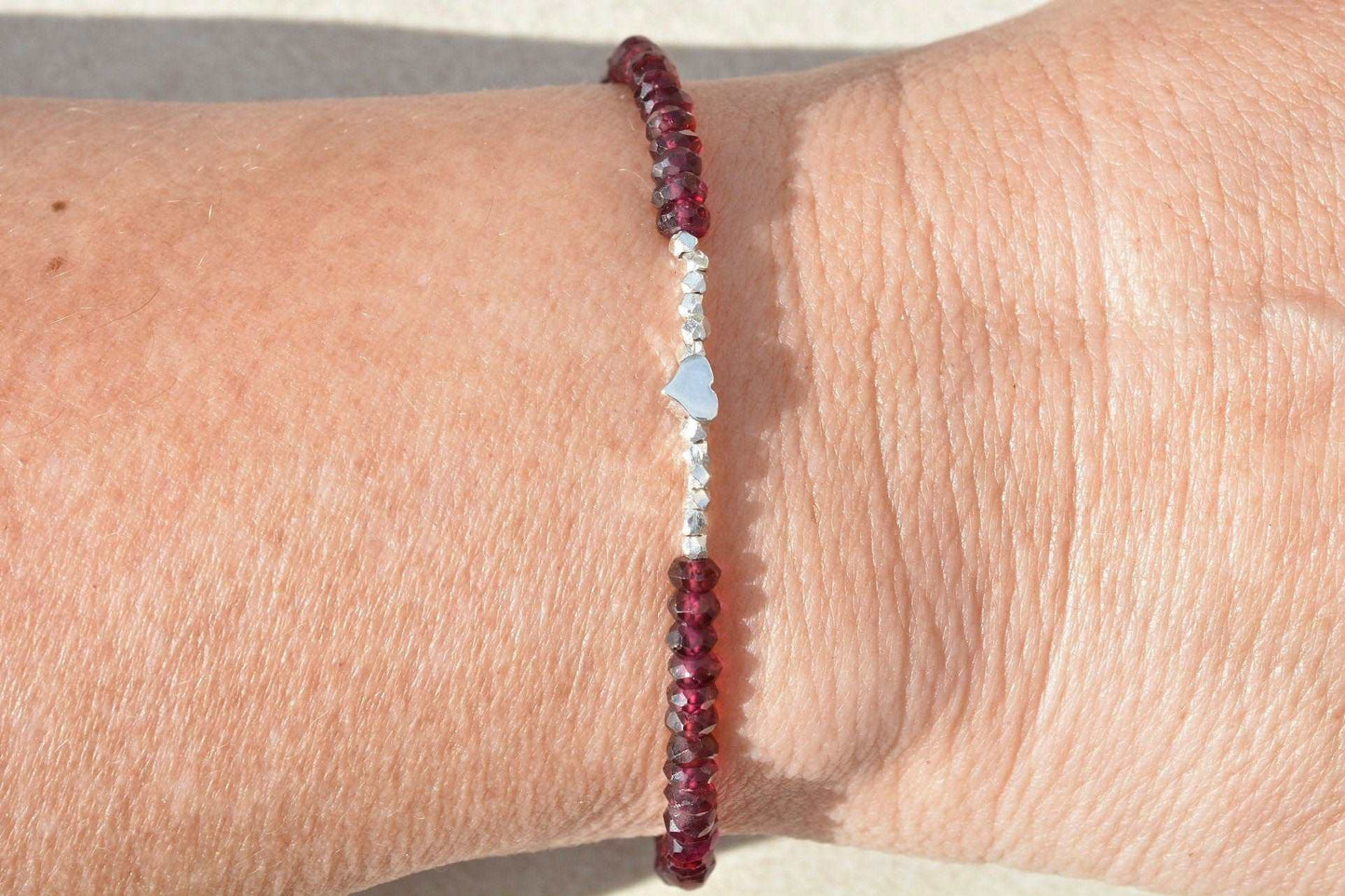 January Birthstone Garnet Beaded Bracelet