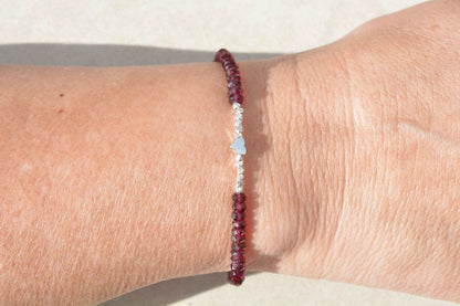 January Birthstone Garnet Beaded Bracelet