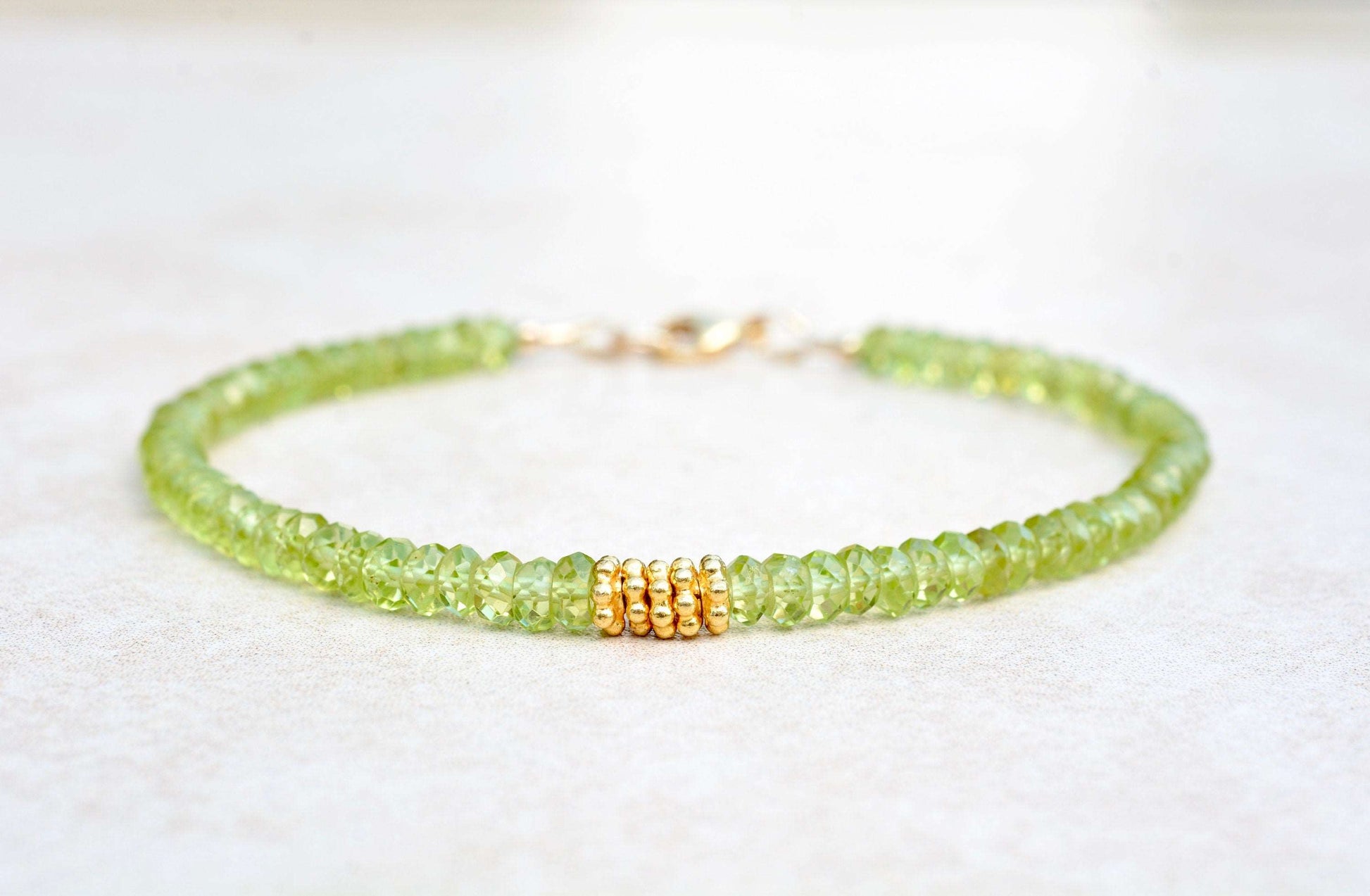 Peridot & Gold Beaded Bracelet | August Birthstone Bracelet