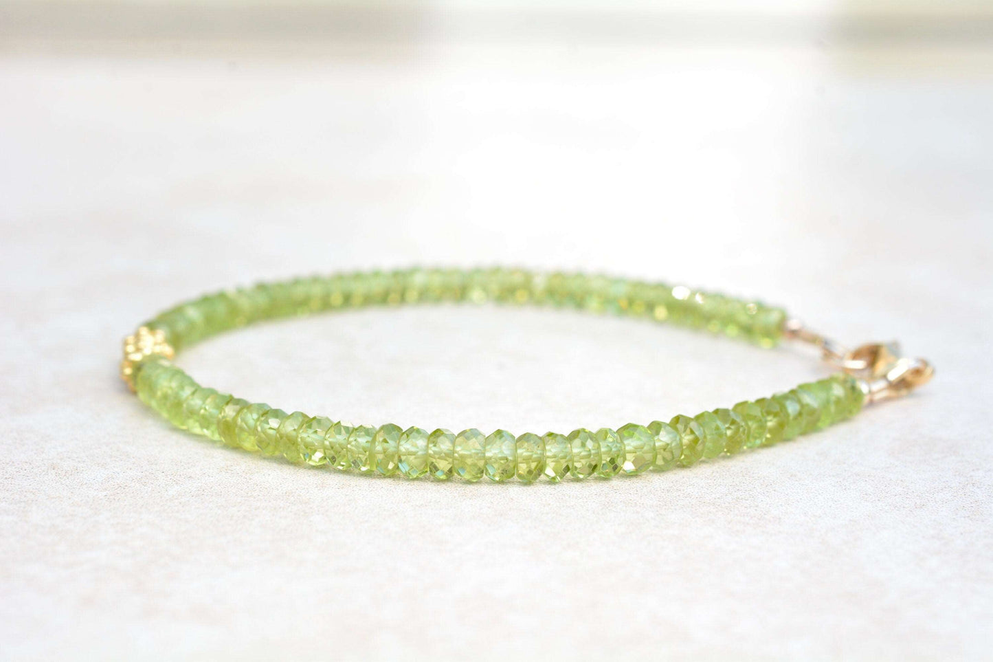 Peridot & Gold Beaded Bracelet | August Birthstone Bracelet