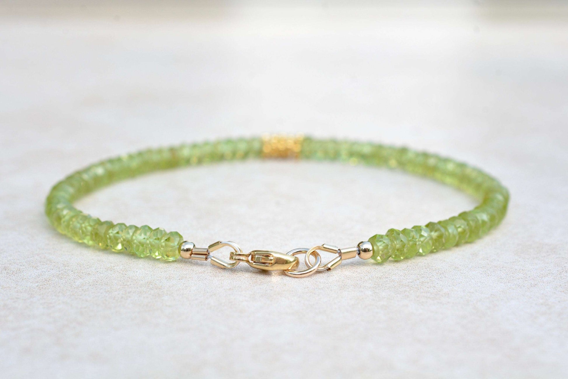 Peridot & Gold Beaded Bracelet | August Birthstone Bracelet