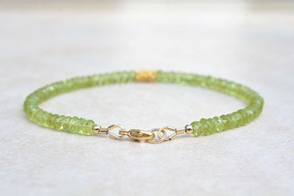 Peridot & Gold Beaded Bracelet | August Birthstone Bracelet