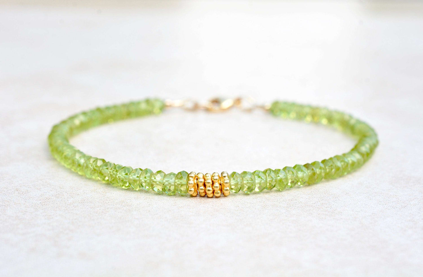 Peridot & Gold Beaded Bracelet | August Birthstone Bracelet