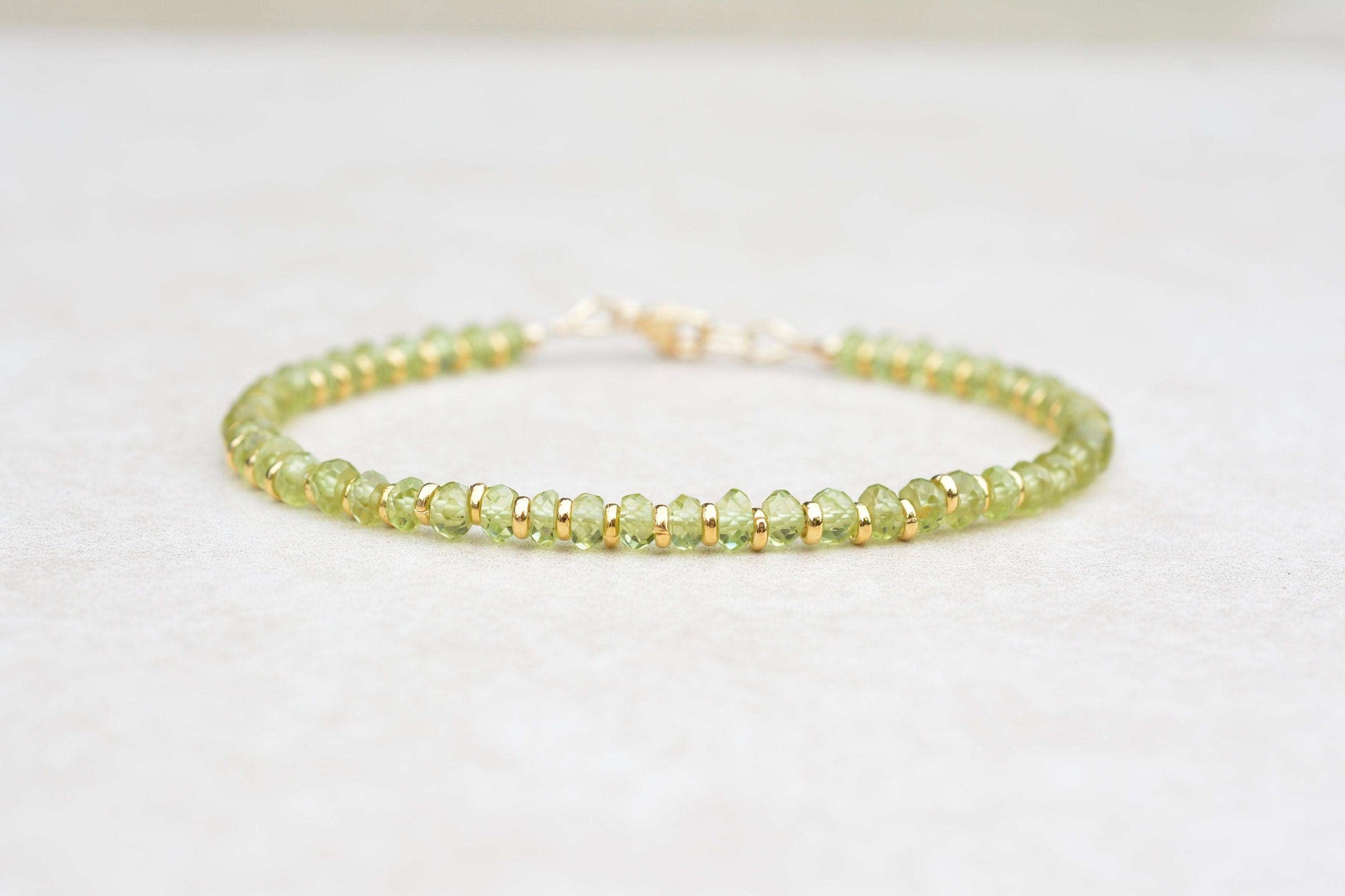 Peridot August Birthstone Beaded Bracelet