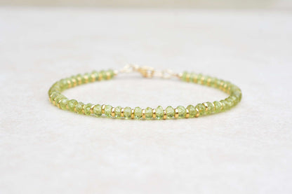 Peridot August Birthstone Beaded Bracelet