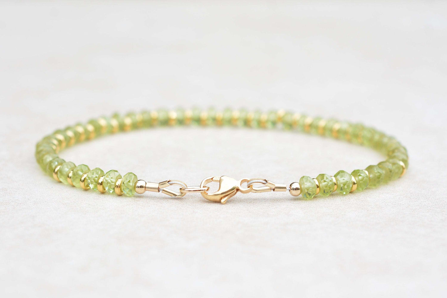 Peridot August Birthstone Beaded Bracelet