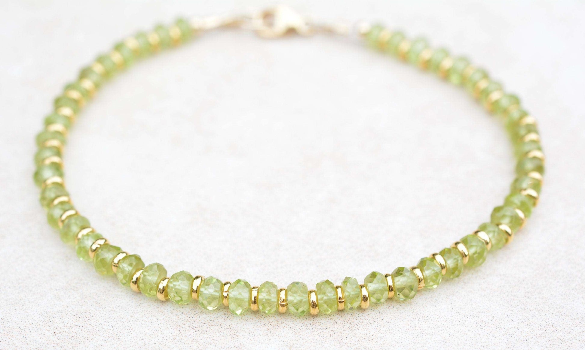 Peridot August Birthstone Beaded Bracelet