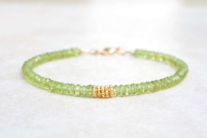 Peridot & Gold Beaded Bracelet | August Birthstone Bracelet