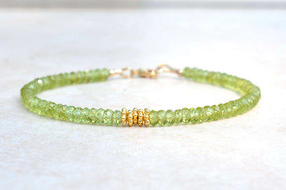 Peridot & Gold Beaded Bracelet | August Birthstone Bracelet