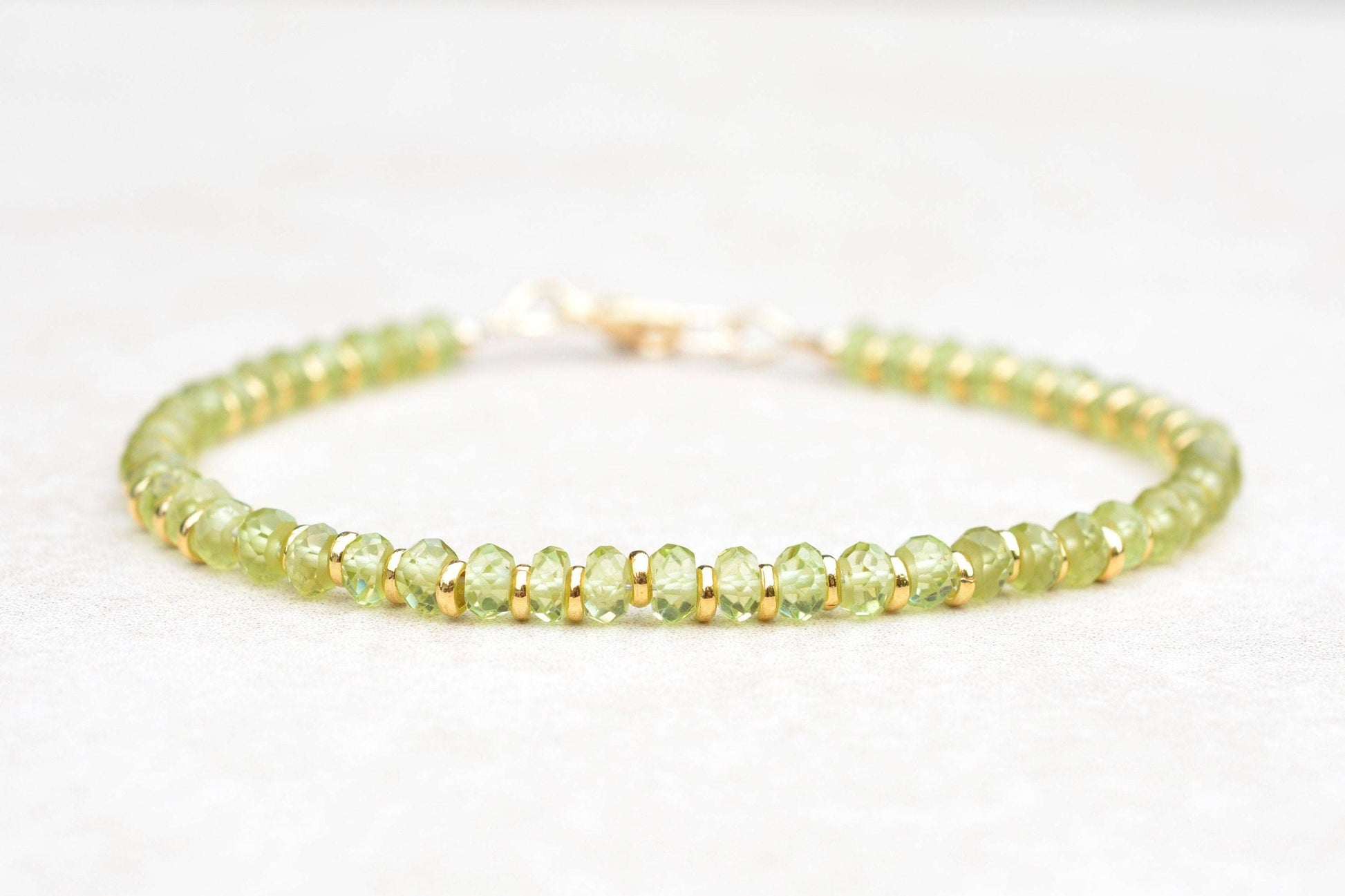 Peridot August Birthstone Beaded Bracelet