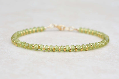 Peridot August Birthstone Beaded Bracelet