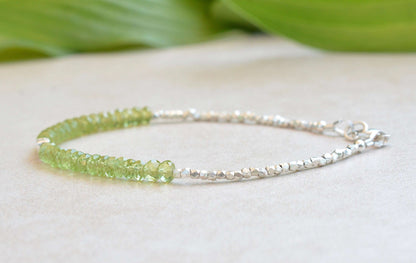 Peridot Beaded Gemstone Bracelet | August Birthstone