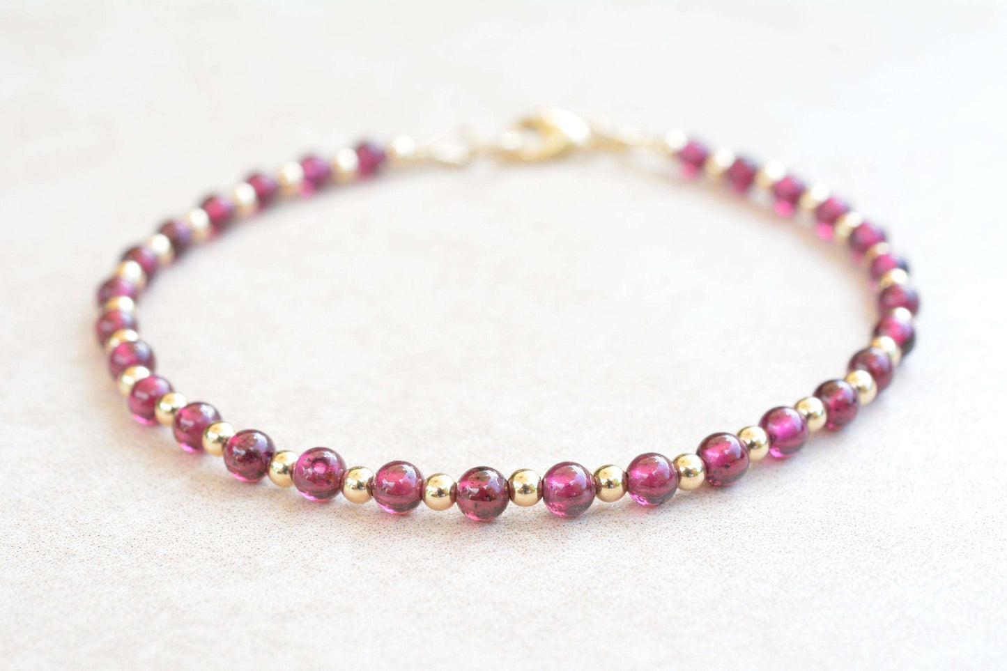 Garnet Gold Beaded Bracelet