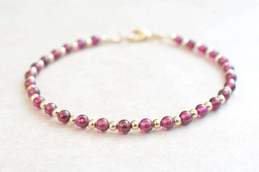 Garnet Gold Beaded Bracelet