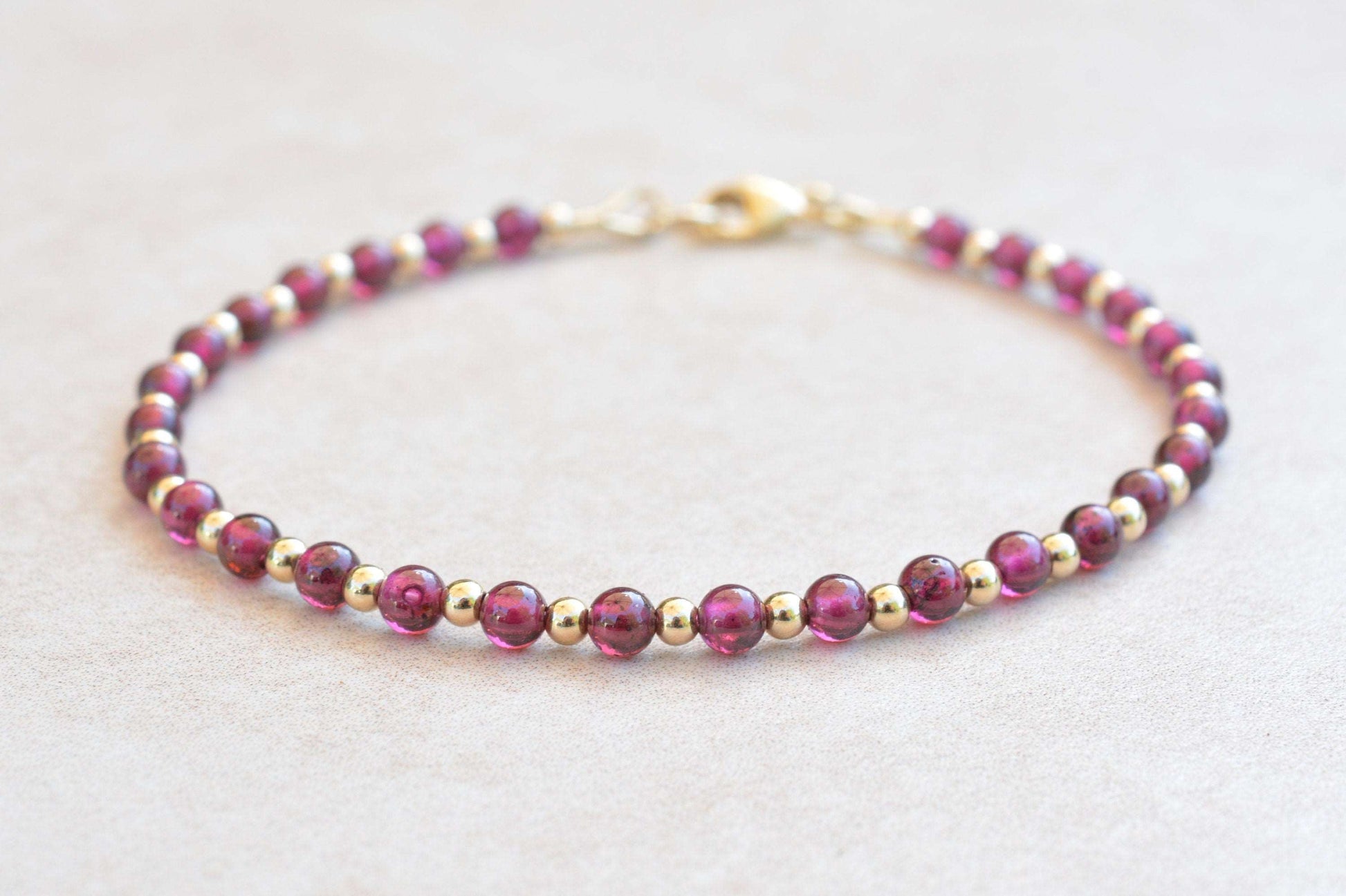 Garnet Gold Beaded Bracelet