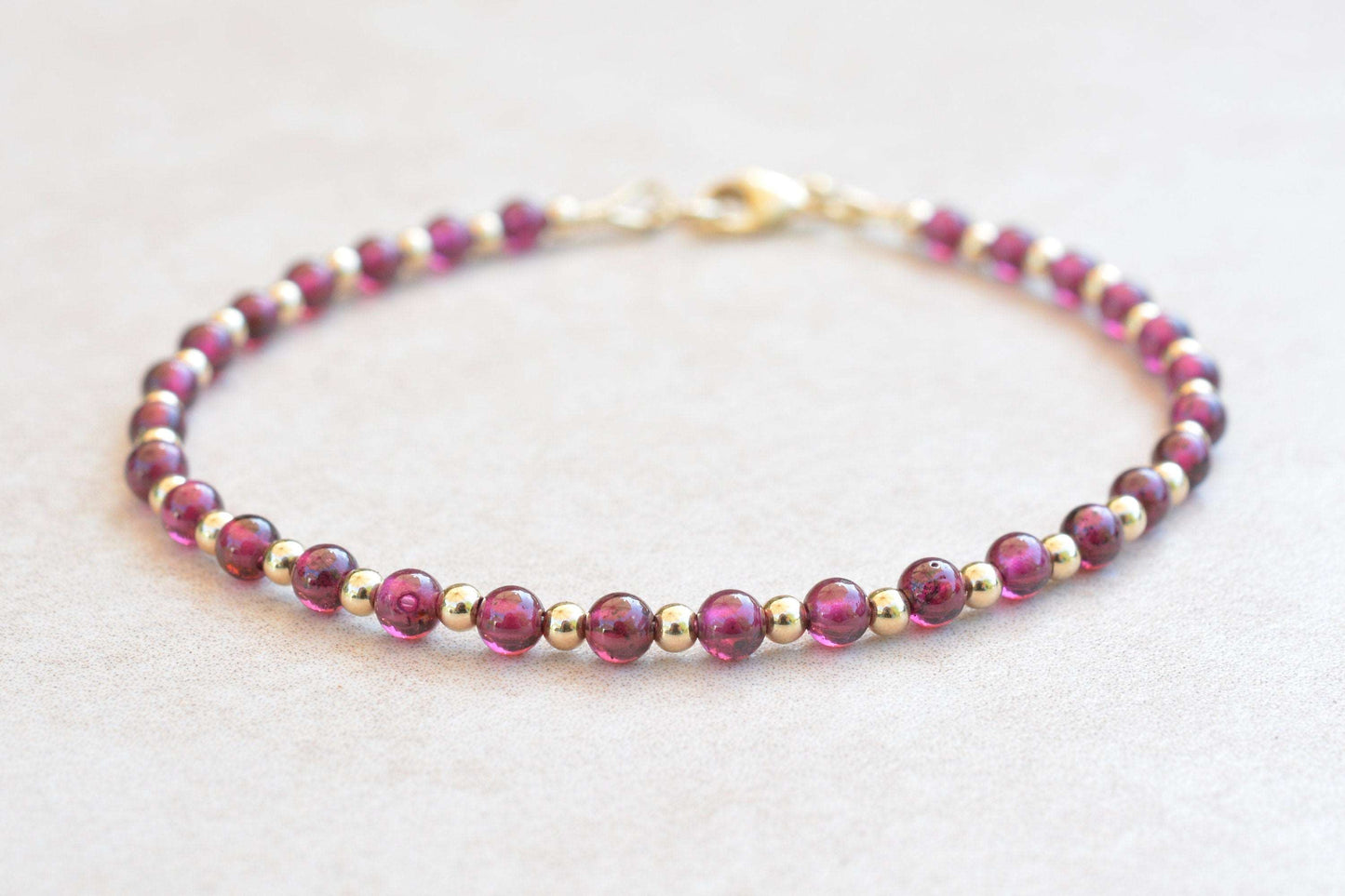 Garnet Gold Beaded Bracelet