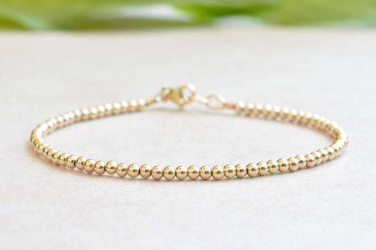 Gold Filled Beaded Bracelet - Round Beads