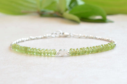 Peridot Beaded Gemstone Bracelet | August Birthstone