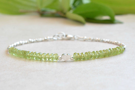 Peridot Beaded Gemstone Bracelet | August Birthstone