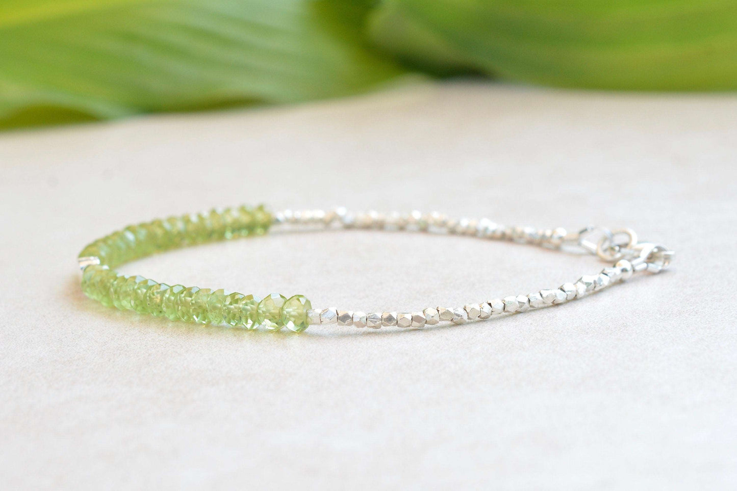 Peridot Beaded Gemstone Bracelet | August Birthstone