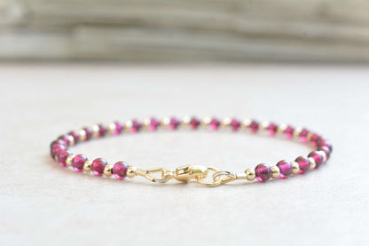 Garnet Gold Beaded Bracelet