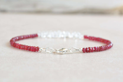 Herkimer Diamond Bracelet with Ruby Gemstones