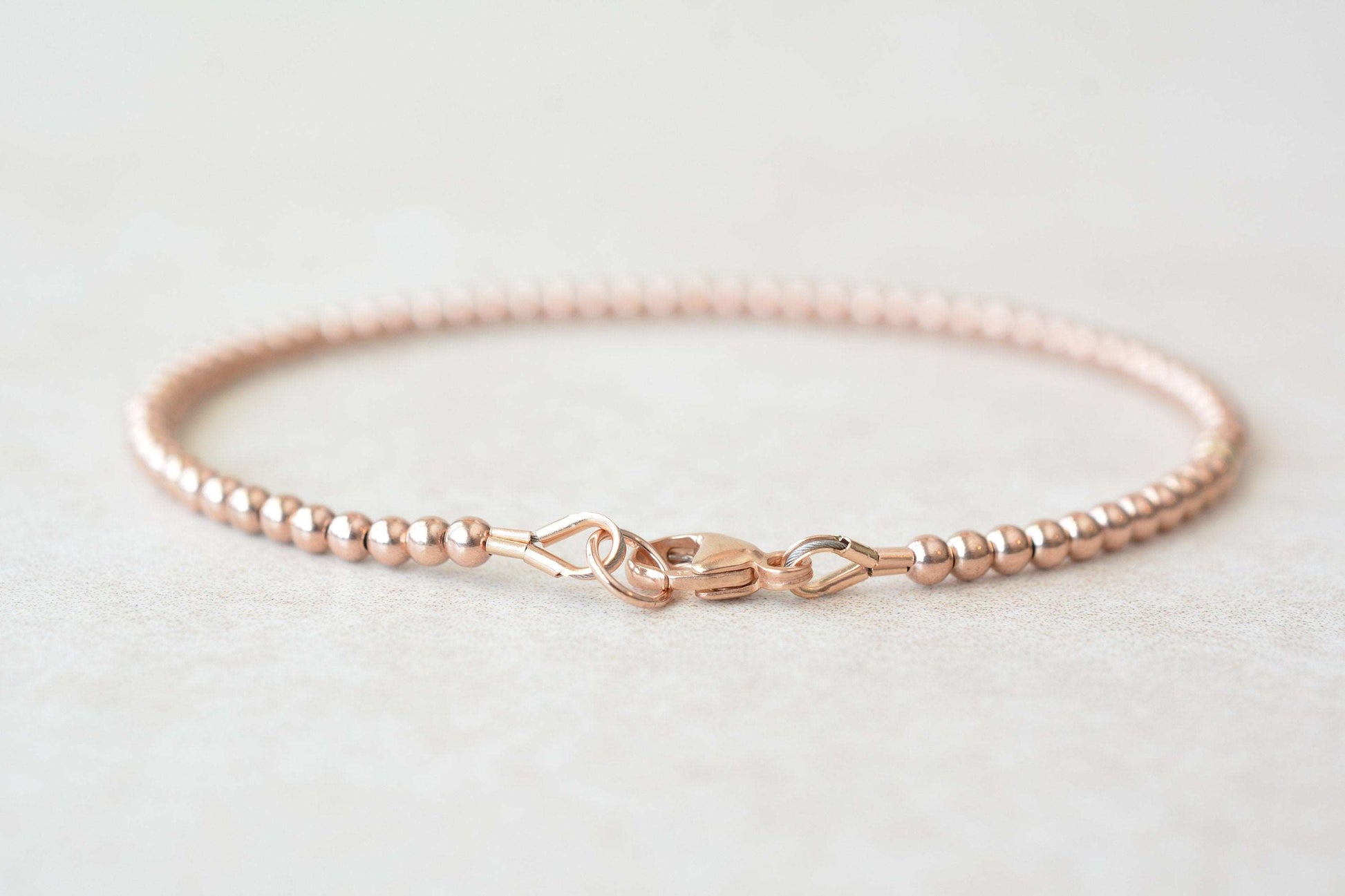 Rose Gold Filled Round Beaded Bracelet Back