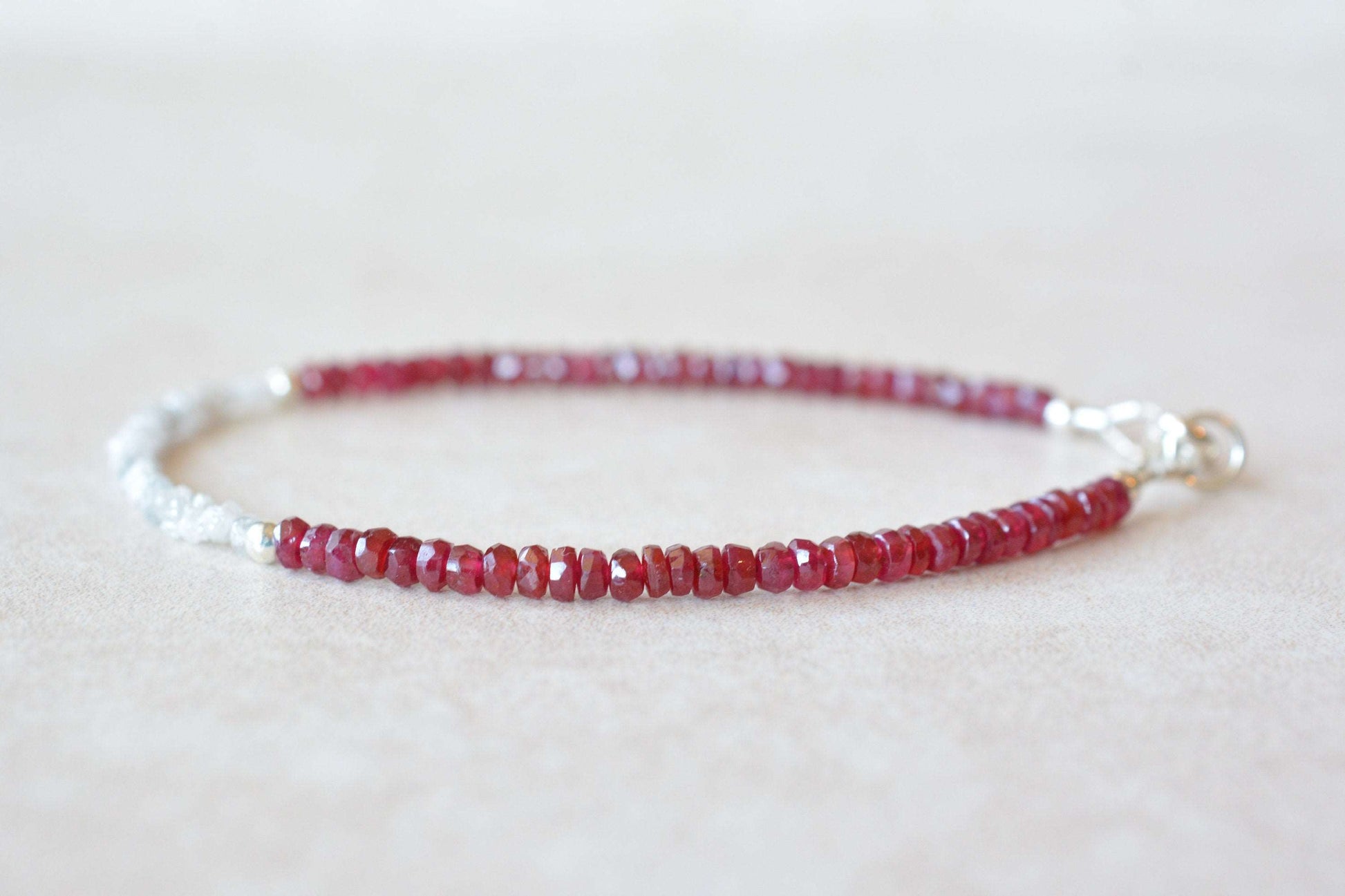 Diamond and Ruby Bracelet with Gold, Silver, Rose Gold