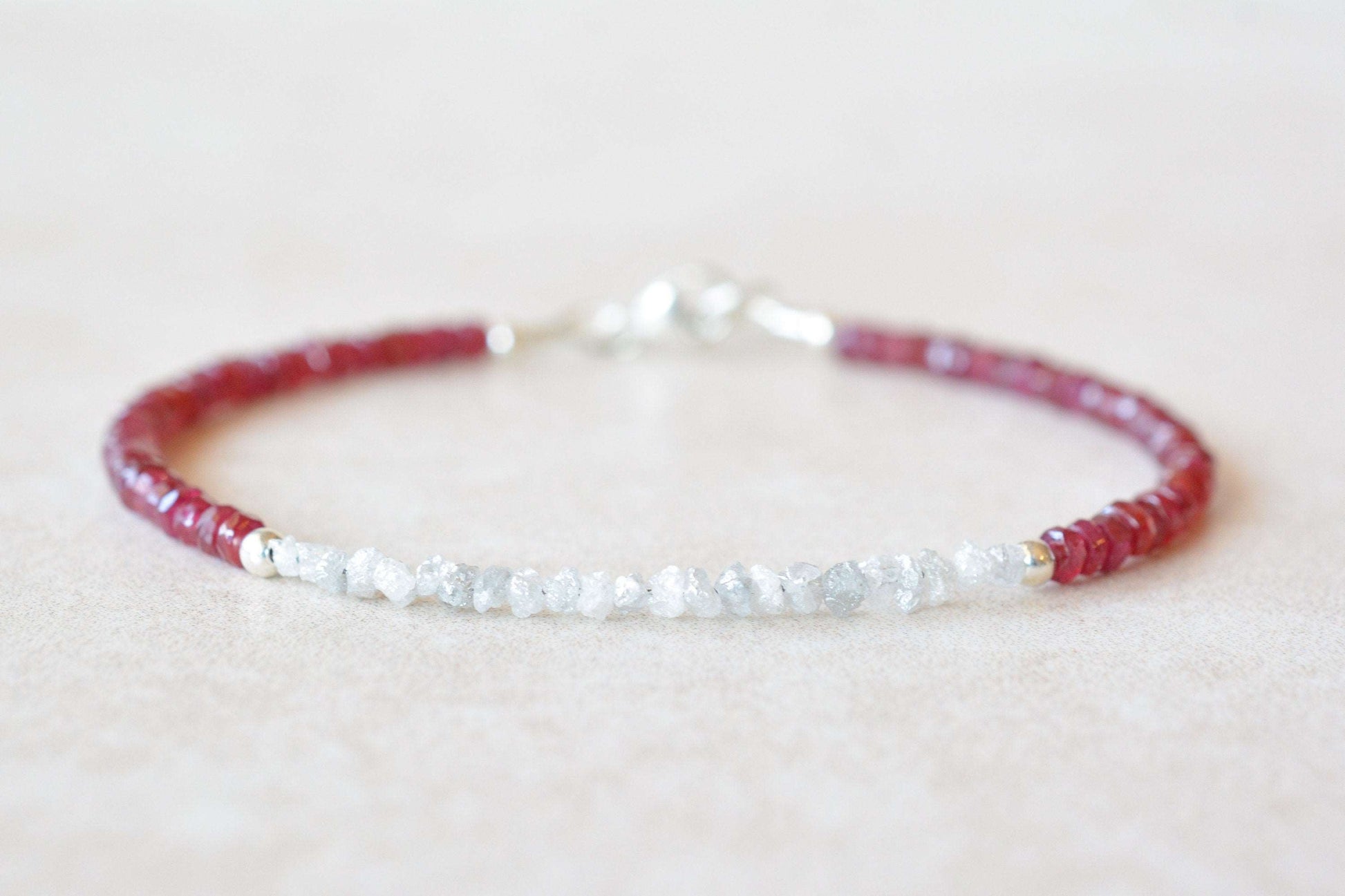 Diamond and Ruby Bracelet with Gold, Silver, Rose Gold