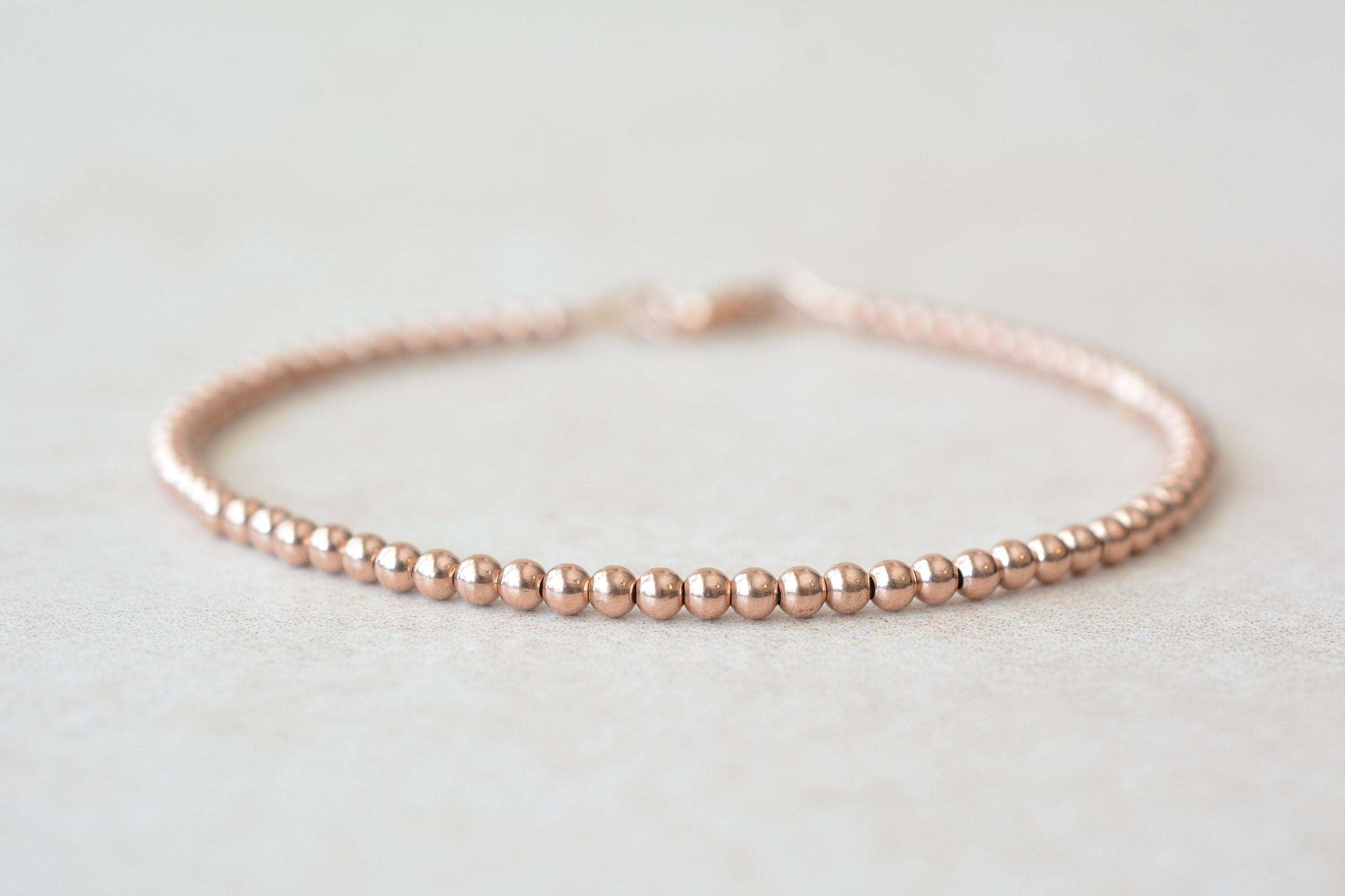 Rose Gold Filled Round Beaded Bracelet Front 2