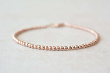 Rose Gold Filled Round Beaded Bracelet Front 2