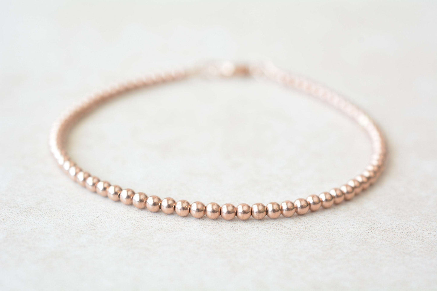 Rose Gold Filled Round Beaded Bracelet Front