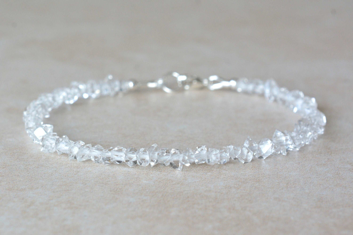 Herkimer Diamond Bracelet - Crystal Clear Beads