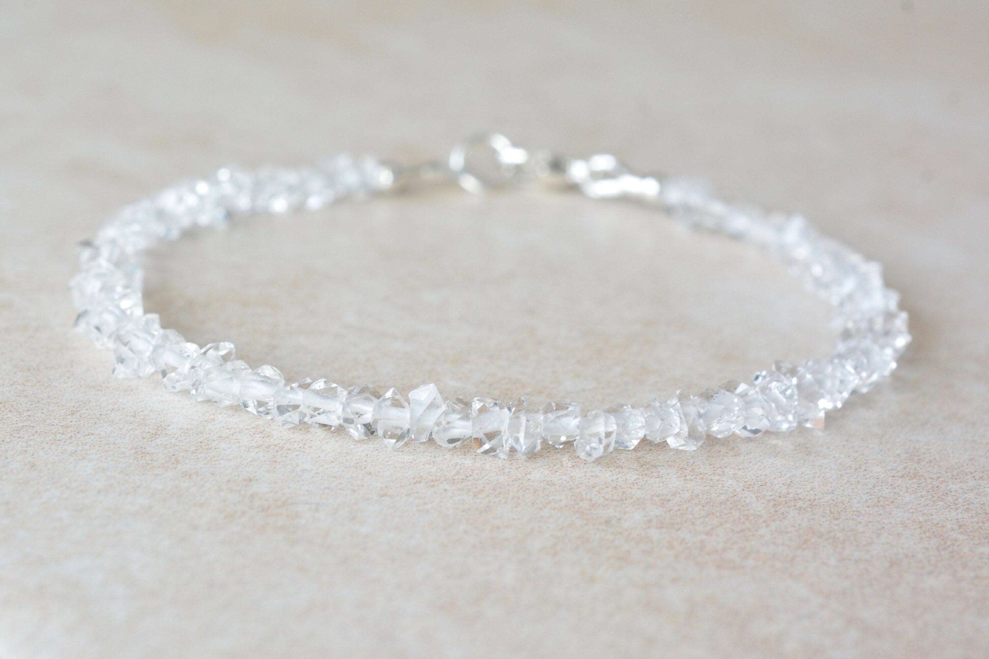 Herkimer Diamond Bracelet - Crystal Clear Beads