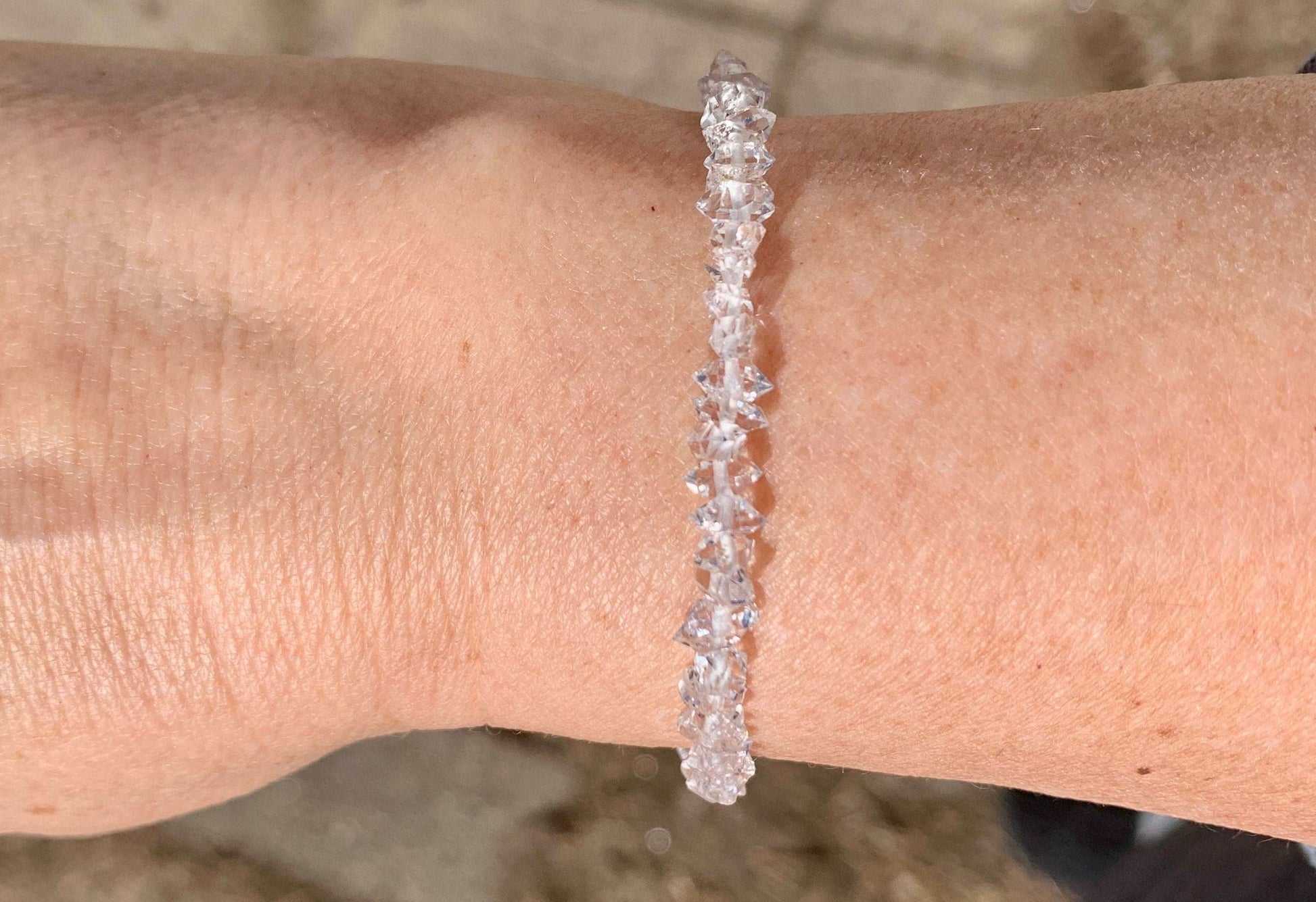 Herkimer Diamond Bracelet - Crystal Clear Beads