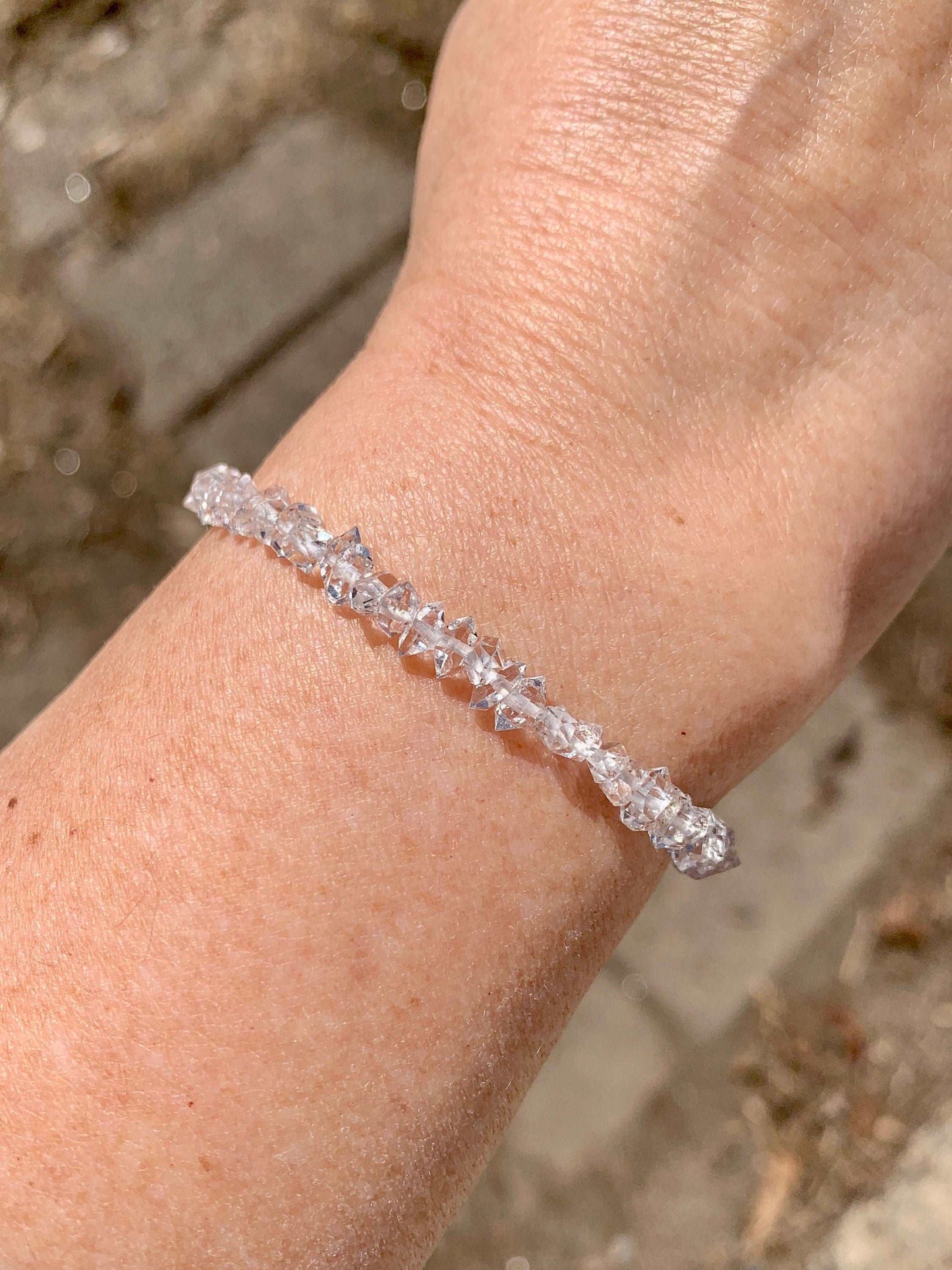 Herkimer Diamond Bracelet - Crystal Clear Beads