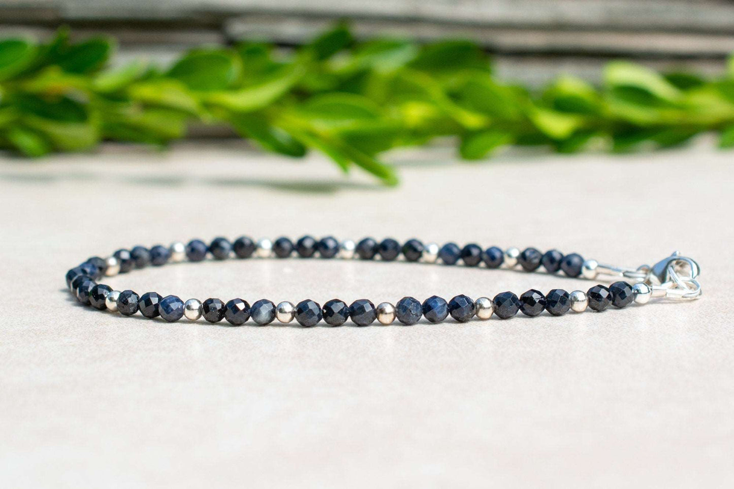 Blue Sapphire Beaded Bracelet | September Birthstone