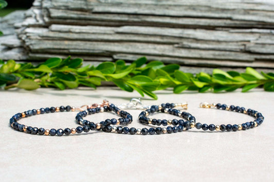 Blue Sapphire Beaded Bracelet | September Birthstone