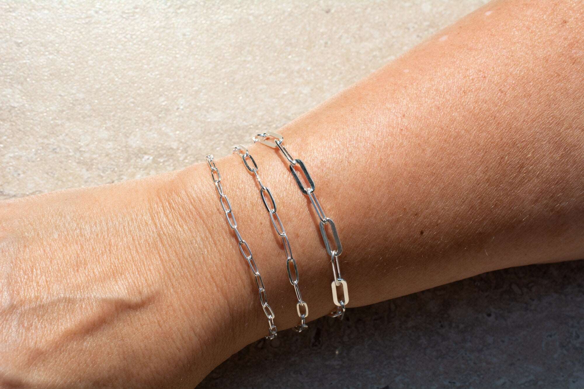 925 Sterling Silver Paperclip Chain Bracelet 7