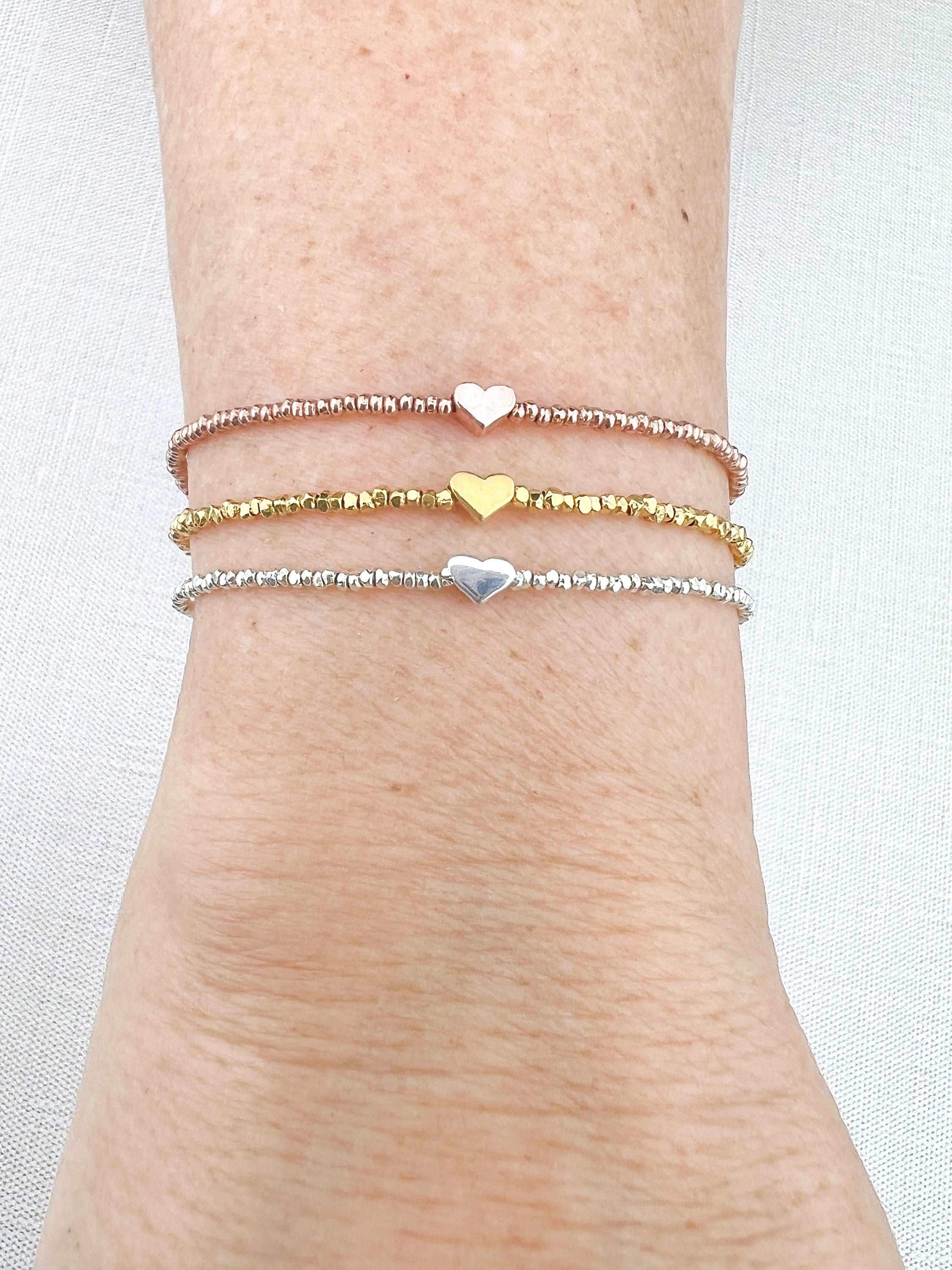 Pink Heart Gold Beaded Bracelet, Heart Beads For Bracelets -  valleyresorts.co.uk