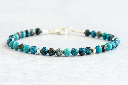 Azurite Beaded Bracelet - Gold or Silver