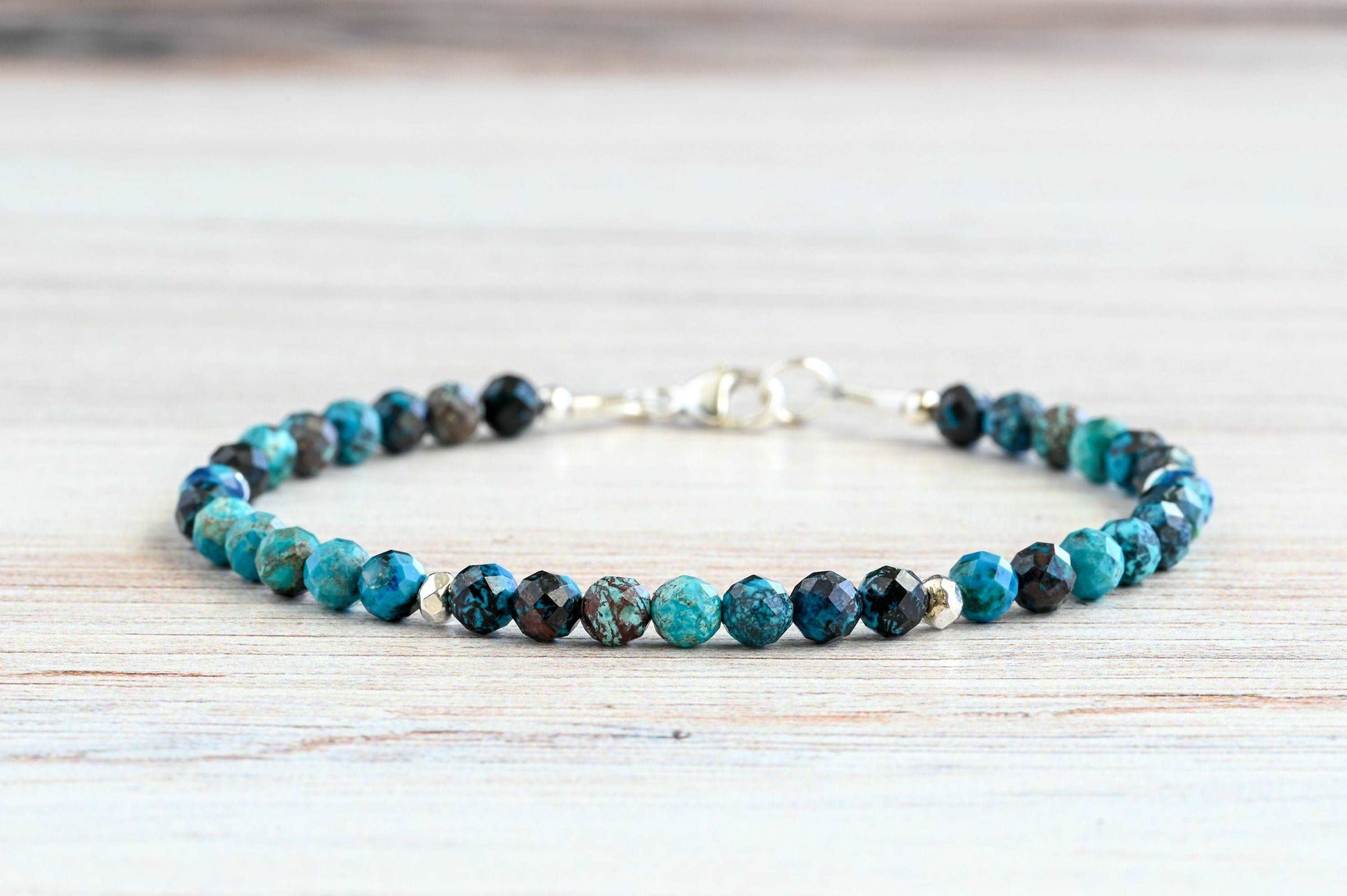 Azurite Beaded Bracelet - Gold or Silver